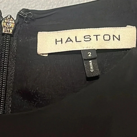 HALSTON | Black sleeveless asymmetrical top/blouse women’s size 2 ruched sheer - Picture 3 of 7